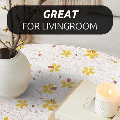 RAY STAR 12X120 Inch Shelf Liner for Kitchen Cabinets, Non-Adhesive Cabinet Liner Washable, PVC Drawer Liner for Dresser Non-Slip Bathroom (Yellow-Floral)(4 Roll)