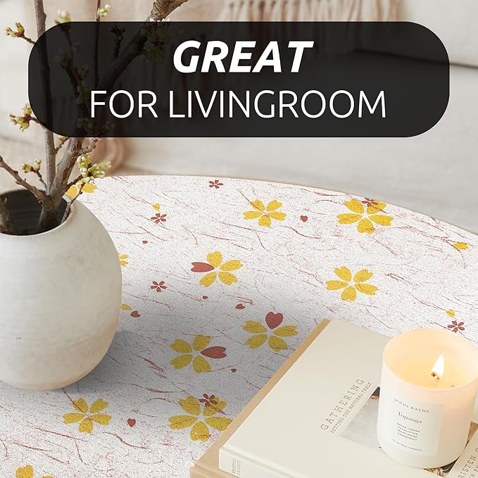 RAY STAR 18X96 Inch Shelf Liner for Kitchen Cabinets, Non-Adhesive Cabinet Liner Washable, PVC Drawer Liner for Dresser Non-Slip Bathroom (Yellow-Floral)(4 Roll)
