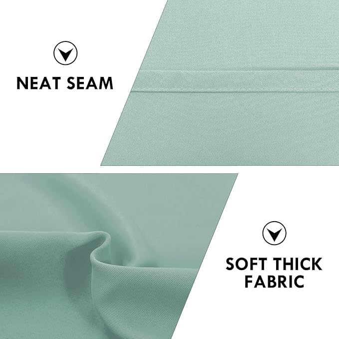 DWCN Blackout Curtains for Living Room Thermal Insulated, Energy Saving & Noise Reducing Bedroom Curtains, Sage Green, W 42x L 45 Inch, Set of 2 Rod Pocket Curtain Panels