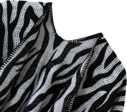 Women's Vintage Pattern Open Front Poncho Cape Shawl Winter Shawl Wraps