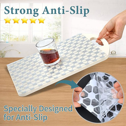 Drawer and Shelf Liner for Kitchen Cabinet: 12 in X 20 Ft Non Slip Waterproof Shelf Paper Non Adhesive Refrigerator Liners Silver Square Easy Liners for Bathroom with Knife Tape Measure