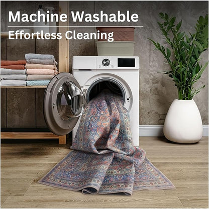 Bloom Rugs Washable Non-Slip 10x14 Rug - Multicolor Traditional Medallion Area Rug for Living Room, Bedroom, Dining Room, and Kitchen - Exact Size: 10' x 14'
