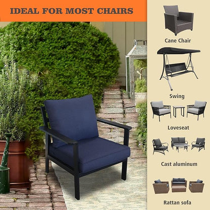 Goodgoods Outdoor Deep Seat Cushions Set 24x28 inch Outdoor Deep Seat Cushions Set:Resilient Foam Filling,All Weather Resistant Patio Cushions Patio Furniture,Midnight 2 Sets