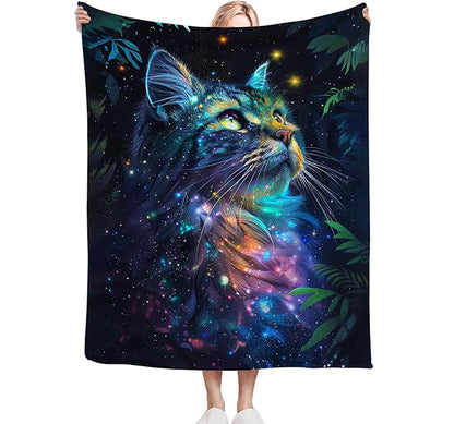 Fantasy Cat Throw - Soft, Warm & Cozy Fleece Blanket for Couch, Sofa & Bed - 50"x40"
