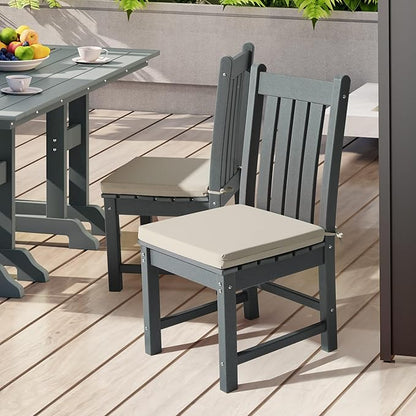 WestinTrends Solace Outdoor Patio Kitchen Dining Chair Square Seat Cushions Set of 4, 19 x 17, Beige