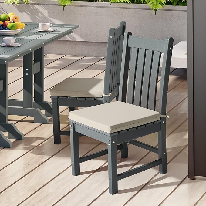 WestinTrends Solace Outdoor Patio Kitchen Dining Chair Square Seat Cushions Set of 4, 20 x 18, Beige
