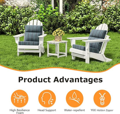 Sunbrella Outdoor High Back Chair Cushion Seat Pads, 44 x 21 Inch Water-Repellent & Fade-Resistant Patio Furniture Cushions with Ties for Adirondack, Rocking Chairs, Troupe Dock