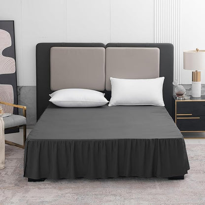 Black Bed Skirt King Size Ruffled Bed Skirt with Split Corners, King Bed Skirt 16 Inch Drop, King Size Bed Skirt Black for Ruffled Bed Skirt with Split Corners, Bed Skirts King Size