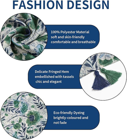 Scarf for Women Lightweight Soft Floral Leopard Printed Scarves Fall Winter Fashion Shawl Wrap with Fringe