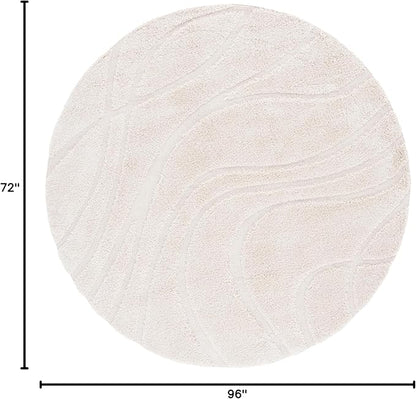 SAFAVIEH Florida Shag Collection Area Rug - 6' x 8' Oval, Cream & Cream, Non-Shedding & Easy Cleaning, Plush Thick Pile, Ideal for Living Room, Bedroom, Dining Space (SG471-1111)