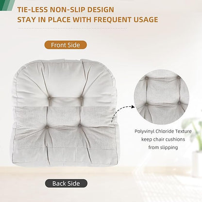 RACE LEAF Patio Chair Cushions 17x17 Inch 4 Pack, Memory Foam Outdoor Seat Cushions Water Resistant with Non-Slip Backing & Tufted Design (Beige)