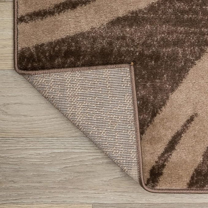 Rugshop Modern Wavy Circles Design Area Rug, Non-Shedding Carpet for Living Room, Bedroom, or Dining Room, Brown, 7'10" x 10'2"