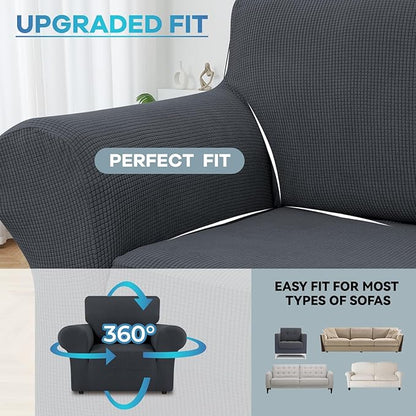 LURKA Stretch Chair Sofa Slipcovers 1 Piece Couch Covers for Sofa Furniture Protector Full Sofa Covers with Elastic Bottom for Kids and Dog (Small, Dark Grey)