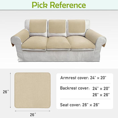 Couch Arm Covers, Waterproof Armrest Cover for Sofa, Armchair, Loveseat, Non-Slip Recliner Arm Covers, Sofa Headrest Covers, Arm Chair Covers Set of 2 (Sand, 26"×26")