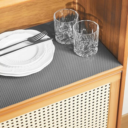 100% EVA Shelf Liner for Kitchen Cabinet, 12" x 360" Drawer Liners Non Adhesive Non Slip Waterproof Plastic Paper, Dresser Pantry Bathroom Refrigerator Protector, Grey