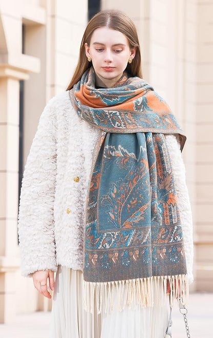 Wander Agio Warm Fashion Scarf Long Shawl Large Blanket Winter Wraps Scarves for Women Cashmere Jacquard Vintage Paisley
