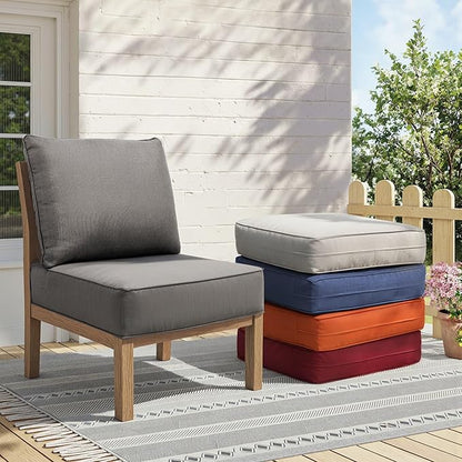 Outdoor Cushion Set for Furniture Patio Furniture, UV Resistant, Water Resistant - 6 Inch Thick Foam Garden Cushions– 24x24 Inch Patio Seat Covers for Chair/Sofa/Couch | Grey | 6-Pack |
