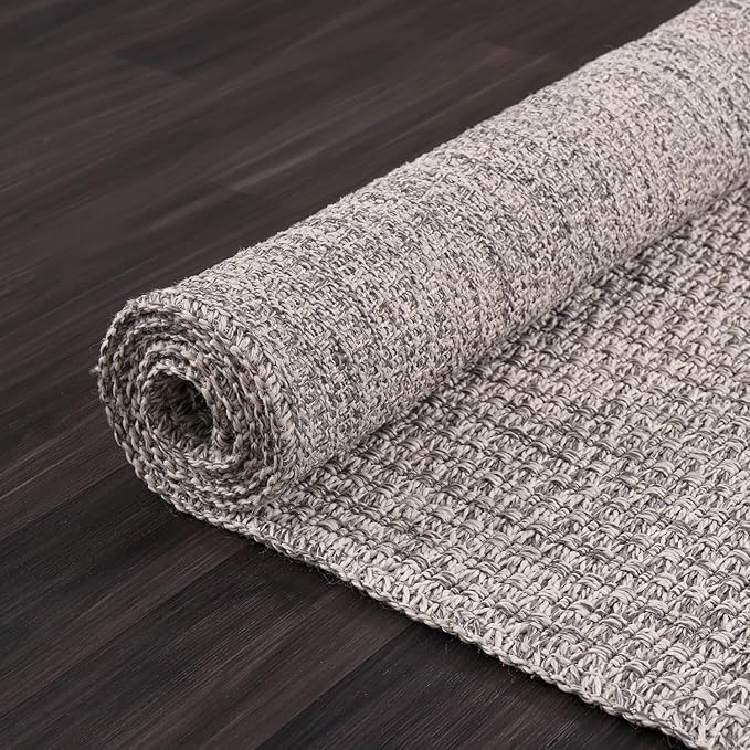 Easy Jute Runner Rug 2x7 Indoor Outdoor Natural Rugs Solid Fiber Rug Woven Area Rug Boho Easy Clean Inside Carpet for Living Room Bedroom Dining Room Hallway or Outdoor Patio Porch (2 X 7 Silver)