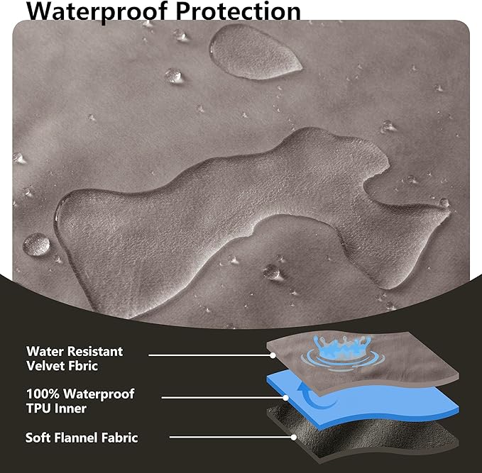 Waterproof Blanket for Bed King Size, Leak Proof Dog Couch Blankets Reversible, Pet Throw Sofa Furniture Protector Machine Washable-82 x108,Light Brown+Dark Brown