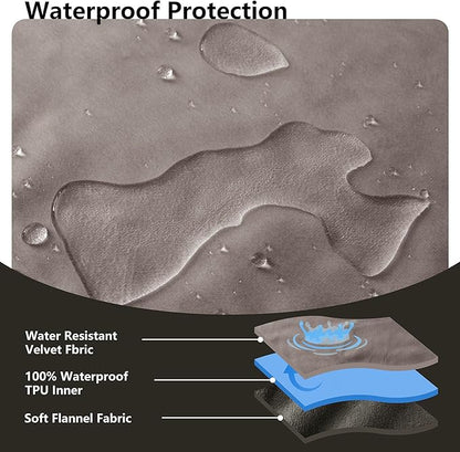 Waterproof Blanket for Bed King Size, Leak Proof Dog Couch Blankets Reversible, Pet Throw Sofa Furniture Protector Machine Washable-82 x108,Light Brown+Dark Brown