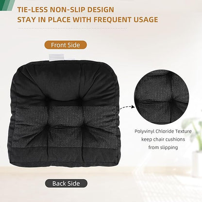 RACE LEAF Patio Chair Cushions 19x19 Inch 4 Pack, Memory Foam Outdoor Cushions Water Resistant Non-Slip Tufted for Garden Chair (Black)