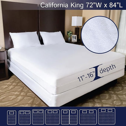 Zippered Waterproof Mattress Encasements - Hypoallergenic Mattress Protector Cover with Soft Cotton Terry Fabric Top - California King Size 72' x 84"