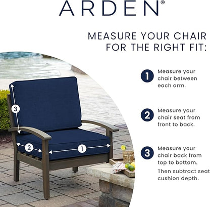 Arden Foam Outdoor Round Back Seat Cushion, 20 x 19, Made with ProFoam, Rain-Proof, Fade Resistant, Sapphire Aurora Blue Damask