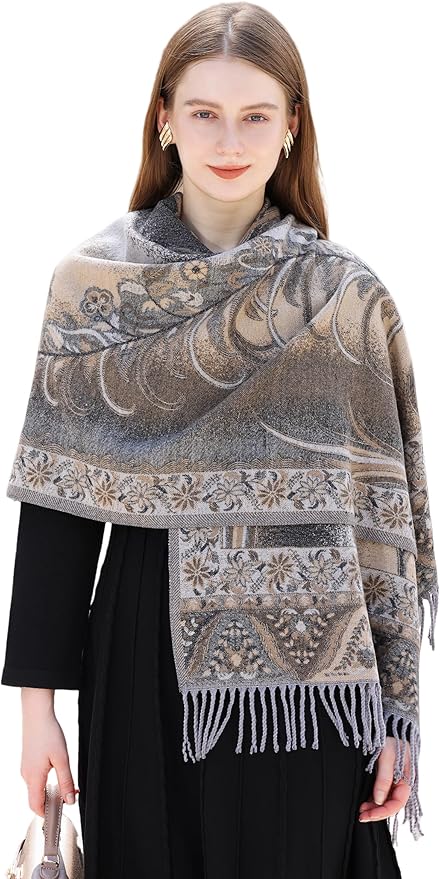 Wander Agio Warm Fashion Scarf Long Shawl Large Blanket Winter Wraps Scarves for Women Cashmere Jacquard Vintage Paisley