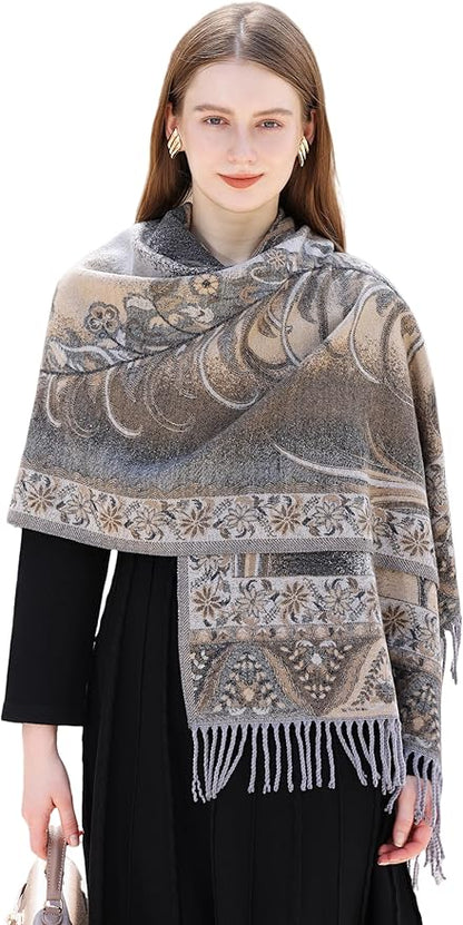Wander Agio Warm Fashion Scarf Long Shawl Large Blanket Winter Wraps Scarves for Women Cashmere Jacquard Vintage Paisley