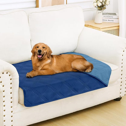 Smiry Waterproof Dog Bed Cover Blanket 30x53, Soft Reversible Pet Blanket, Washable Leakproof Cats Dogs Couch Cover for Sofa, Couch, Furniture, Lattice, Navy/Blue