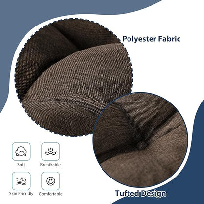 Chair Cushions for Dining Chairs, Seat Cushions for Kitchen Chairs, Indoor Seat Cushions with Ties, Tufted Foam Chair Pads, Non Slip Chair Cushions Set of 6, 15.5" x 15.5" x 4", Brown