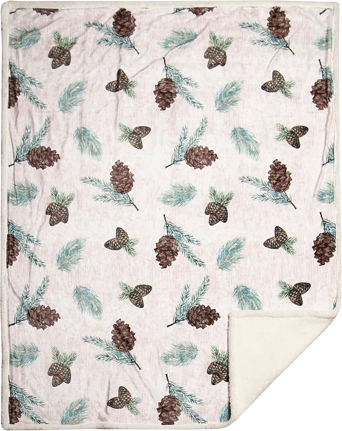 CARSTENS, INC. Ultra Premium Super Soft Plush Sherpa Fleece Oversized Throw Blanket 54" x 68", Pinecone