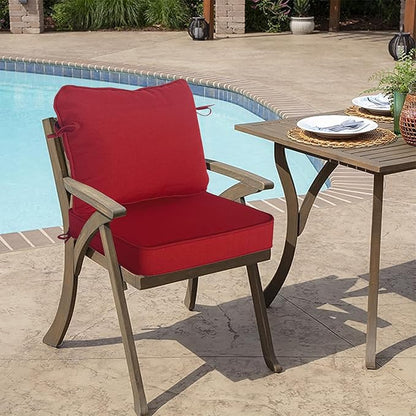 Goodgoods 19"x19" Outdoor Universal Cushion Set of 1 Water-Proof Stain-Resistant UV Resistant Weather Resistant High Resilience Foam Patio Cushions with Handles & Ties Chili