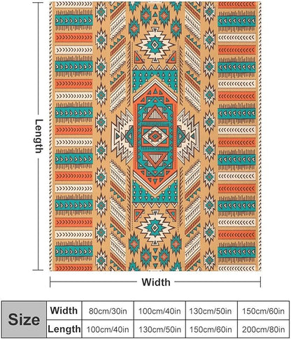 Aztec Throw Blanket, Tribal Navajo Print Native Blanket for Camping Outdoor Couch Sofa Bed 50"x60"