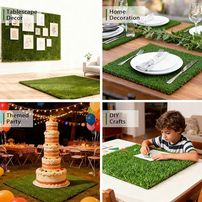 Artificial Grass Mat 12X12 in,0.6 in Thick,FakeTurf Patch Tiles Indoor Outdoor Garden Lawn Patio,Realistic Grass Rug Lawn Landscape Squares for DIY Crafts Miniature Garden