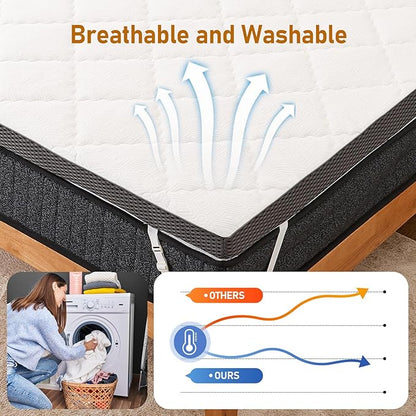 Glendan Firm Mattress Topper Full: 3 Inch High Density Foam for Back Pain - Extra Breathable Support Bed Topper - Bamboo Washable Cover with Anti-Slip Straps - CertiPUR-US Oeko-Tex Certified 75x54