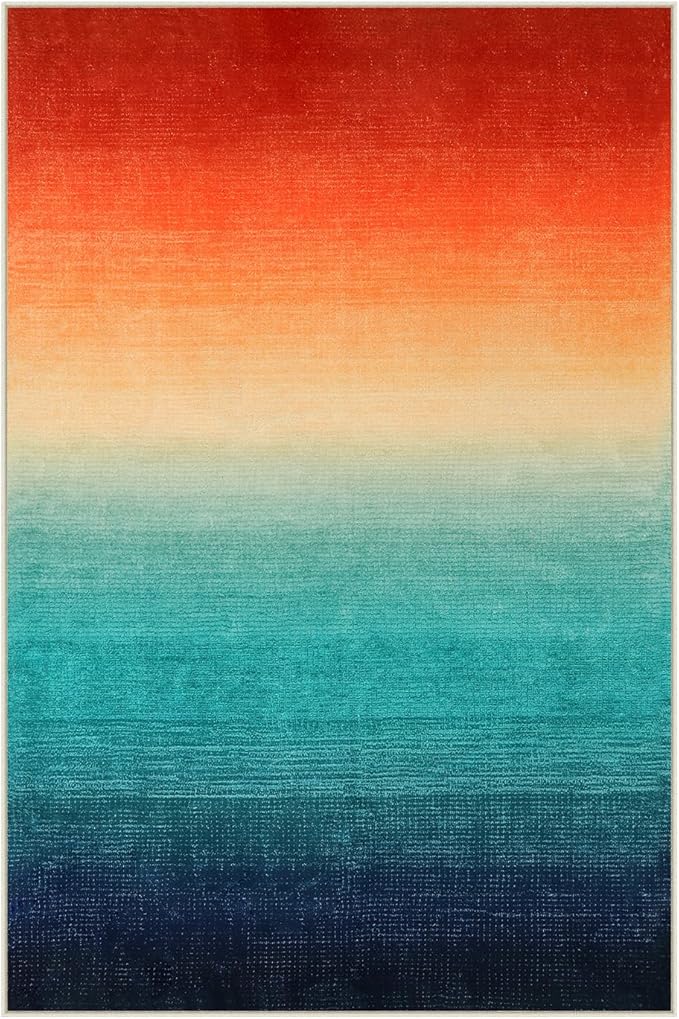 Wonnitar Colorful Small Christmas Rug, Washable 2x3 Rainbow Bathroom Rugs, Modern Ombre Kitchen Sink Accent Mat, Non-Slip Gradient Indoor Floor Carpet for Bath Entryway Front Door (Colorful, 2'x3')