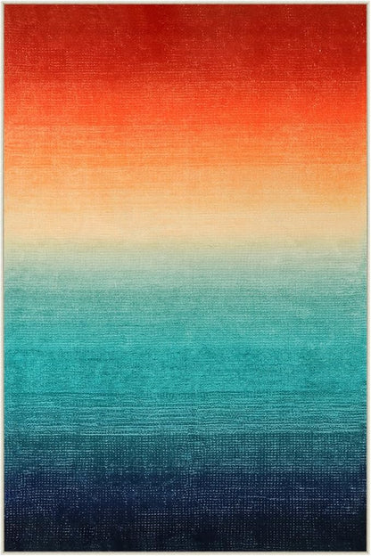 Wonnitar Colorful Small Christmas Rug, Washable 2x3 Rainbow Bathroom Rugs, Modern Ombre Kitchen Sink Accent Mat, Non-Slip Gradient Indoor Floor Carpet for Bath Entryway Front Door (Colorful, 2'x3')