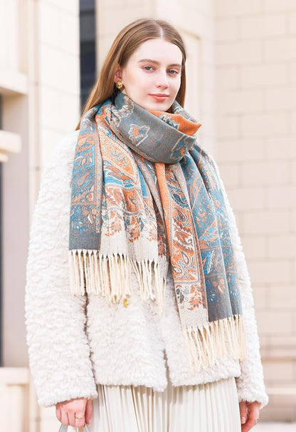 Wander Agio Warm Fashion Scarf Long Shawl Large Blanket Winter Wraps Scarves for Women Cashmere Jacquard Vintage Paisley
