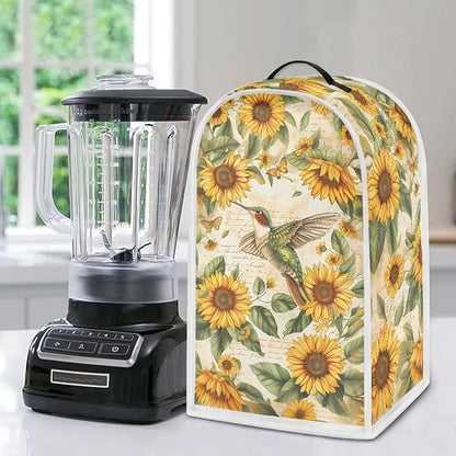 Birds Sunflower Print Blender Dust Cover, Stand Mixer or Coffee Maker Appliance Cover, Anti Fingerprint Polyester Dust Proof Stain Resistant Blender Cover for Home Kitchen