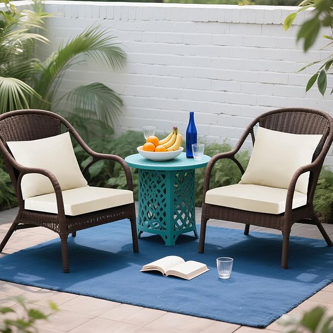 Outdoor Seat Cushion Set 24 x 24 In, Water-Resistant & Fade-Resistan, Patio Furniture Cushions with Removable Cover Deep Seat & Back Cushion with Handle and Adjustable Straps for Chair Sofa,2PC
