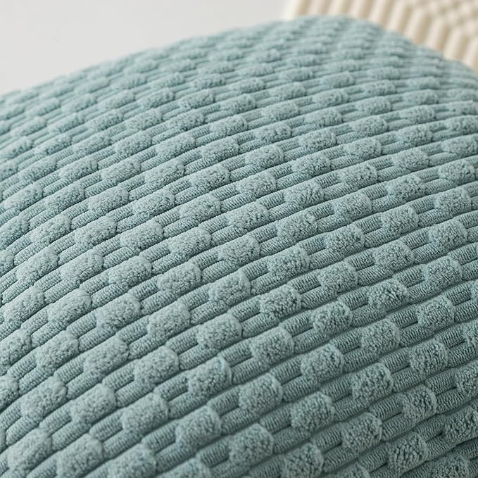 Kevin Textile 12x24 Inch Pillow Cover 1 Pack Boho Decorative Soft Striped Corduroy Lumbar Farmhouse Accent Rectangle Cushion Case for Living Room Couch Sofa Bed, Dusty Green
