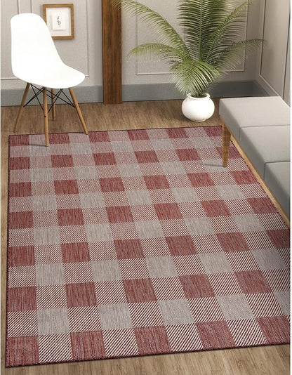 CAMILSON Outdoor Rug - Modern Area Rugs for Indoor and Outdoor Patios, Kitchen and Hallway mats - Easy Cleaning Non Shedding Washable Outside Carpet (8x10, Buffalo - Copper/Grey)