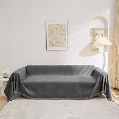 MEETSKY Couch Cover for Pets Sofa Cover for 3 Cushion Couch Sofa Oversized Sofa Slipcovers Sectional Sofa Covers Washable, Sofa Throw Couch for Dogs Couch Protector, 91"x 134", Charcoal Gray
