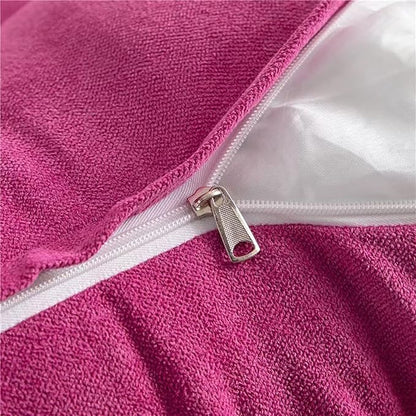 Triangular Reading Bed Rest Pillow Large Bolster Cushion Headboard Backrest Wedge Pillow with Removable Cover and Two Large Side Pockets (Magenta, 47 x 8 x 20 inches)