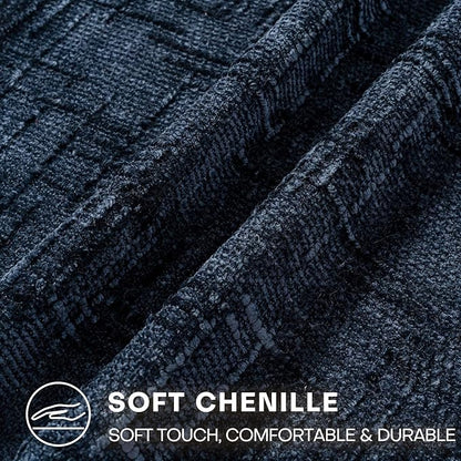 Decorative Throw Pillow Covers 22x22 Inch Set of 2, Soft Solid Farmhouse Chenille Couch Pillows, Spring Pillow Covers for Couch Sofa Bed Living Room Home Decor Pillowcase, Dark Blue