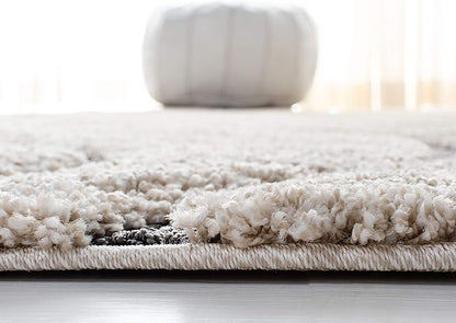 SAFAVIEH Florida Shag Collection Area Rug - 9'6" x 13', Cream & Grey, Non-Shedding & Easy Care, 1.2-inch Thick Ideal for High Traffic Areas in Living Room, Bedroom (SG471-1180)