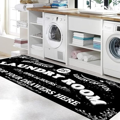 Zoke Laundry Room Rug Runner Stylish Non-Slip Laundry Room Mat 20"x59", Versatile, Waterproof Runner for Laundry, Kitchen, and Bathroom, Mudroom Decor and Farmhouse Charm