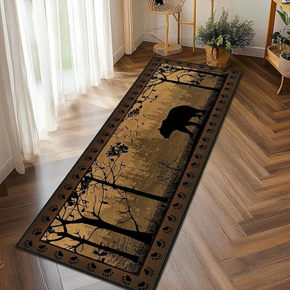 Rustic Rugs for Bathroom,Bear Country Cabin Wildlife Runner Rug 2x5 Rugs for Hallway,Vintage Kitchen Rug Washable Runners Bedroom Carpet Non Slip Accent Throw Floor Area Carpet for Hallways,Entry