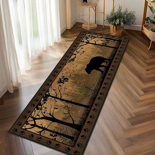 Rustic Rugs for Bathroom,Bear Country Cabin Wildlife Runner Rug 2x5 Rugs for Hallway,Vintage Kitchen Rug Washable Runners Bedroom Carpet Non Slip Accent Throw Floor Area Carpet for Hallways,Entry